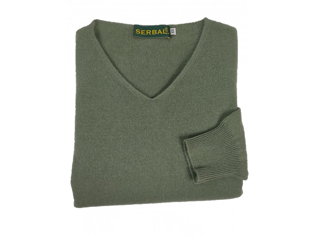 Jersey de cashemere cuello pico verde claro