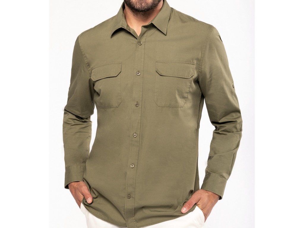 Camisa safari algodón kaki