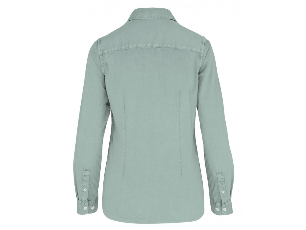 Camisa algodón mujer, color verde, efecto lavado