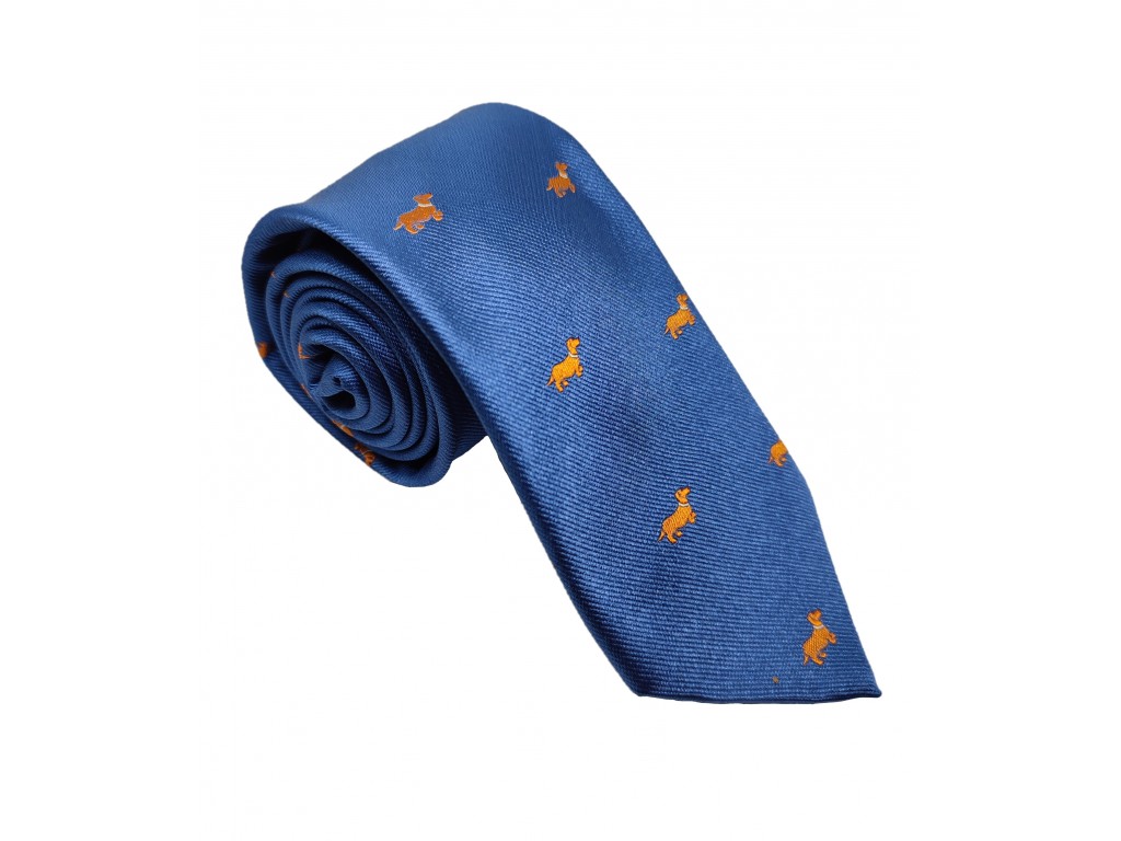 Corbata de seda perro color azul marino