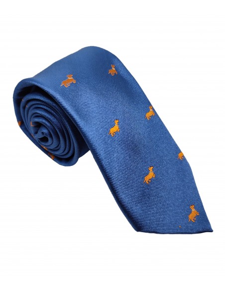 Corbata de seda perro color azul marino