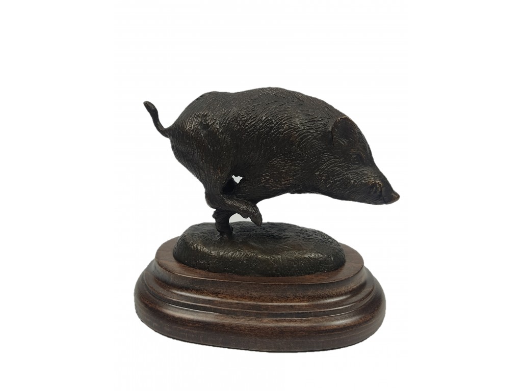Bronce de cochino corriendo del artista Lucio Relaño