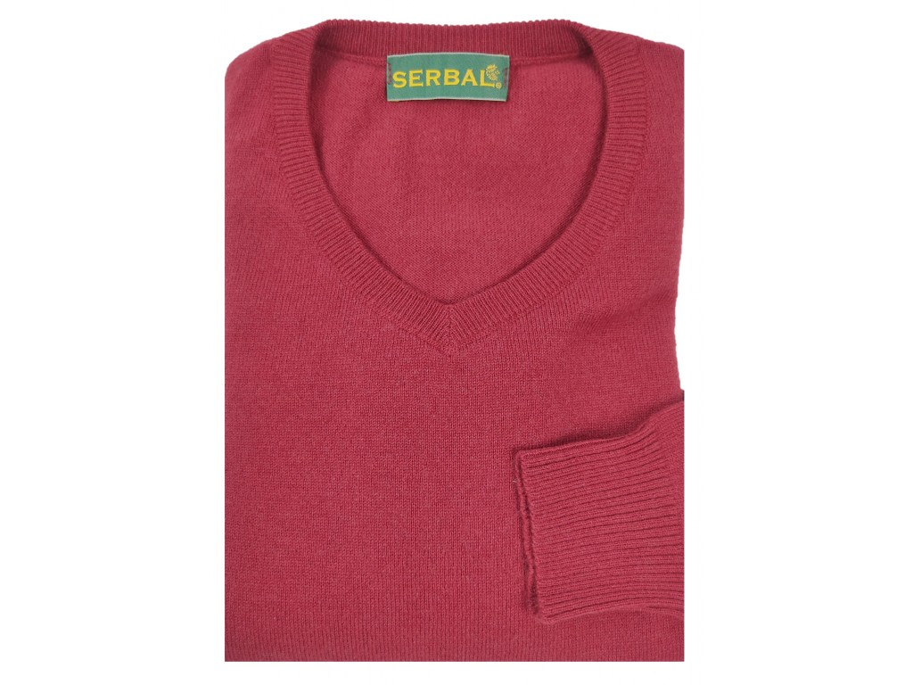 Jersey pico de cashemere 100% burdeos