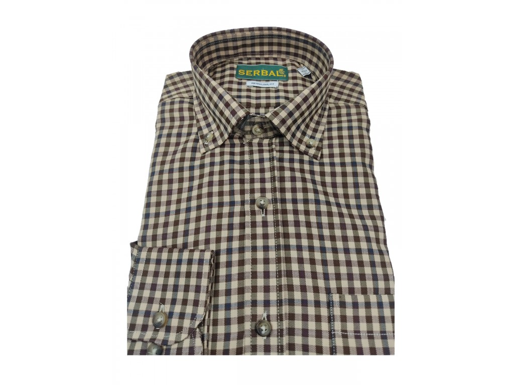 Camisa cuadros algodón marrón