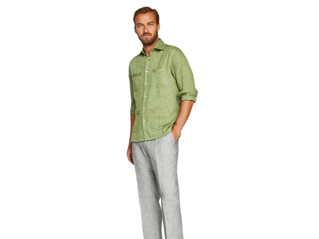 Camisa Guayabera lino color verde