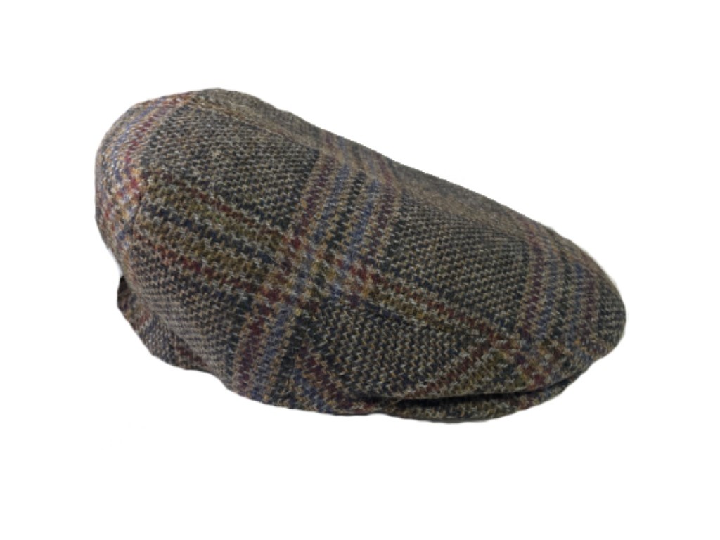 Gorra de lana de cuadros azules
