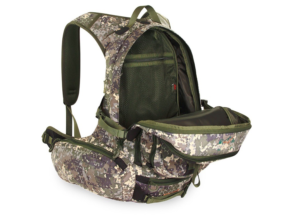 Mochila caza con bolsillo para rifle Suede Camo 38 litros PF Pro Nature by Marsupio