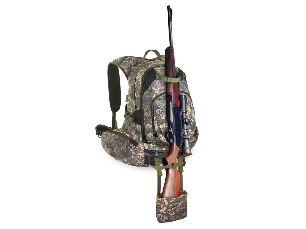 Mochila caza con bolsillo para rifle Suede Camo 38 litros PF Pro Nature by Marsupio