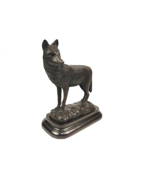 Bronce de lobo oteando de Lucio Relaño