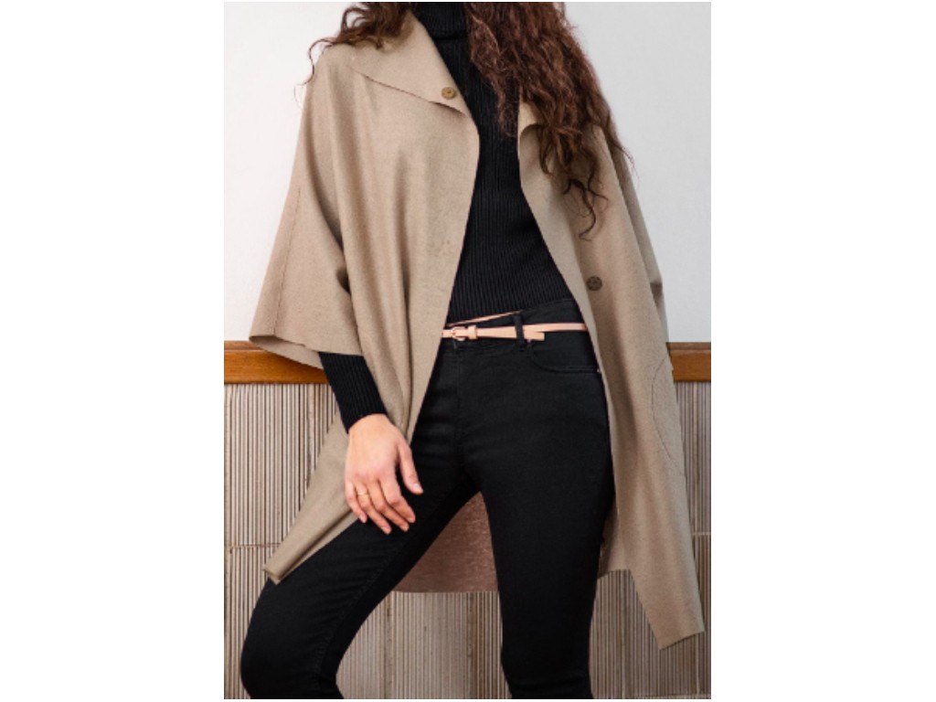 Abrigo-capa lana beige