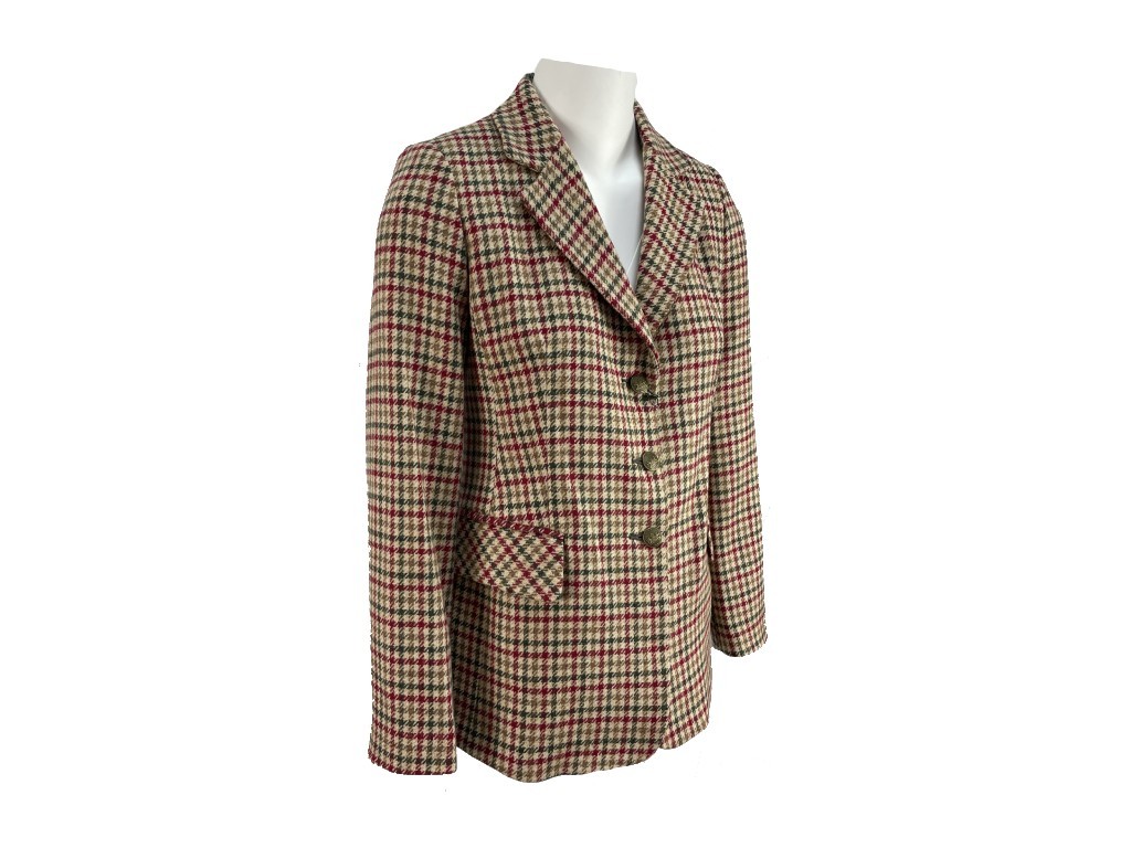 Chaqueta lana pata de gallo burdeos