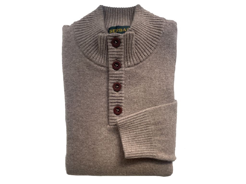 Jersey semicisne 4 botones topo