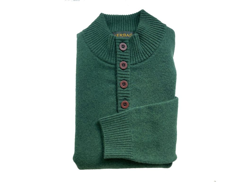 Jersey semicisne 4 botones verde botella