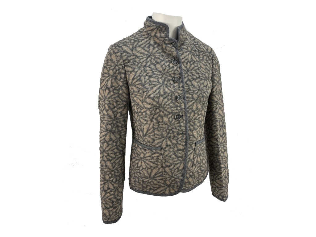 Chaqueta austriaca flores grises mezcla lana