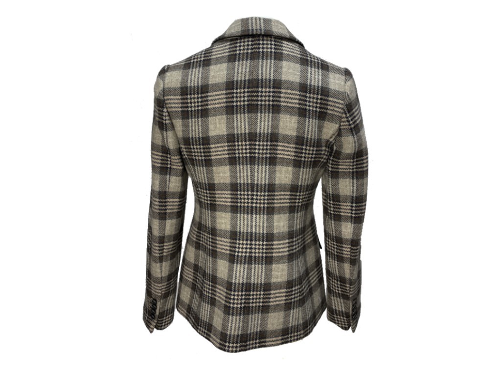 Chaqueta lana cuadros marrón/beige