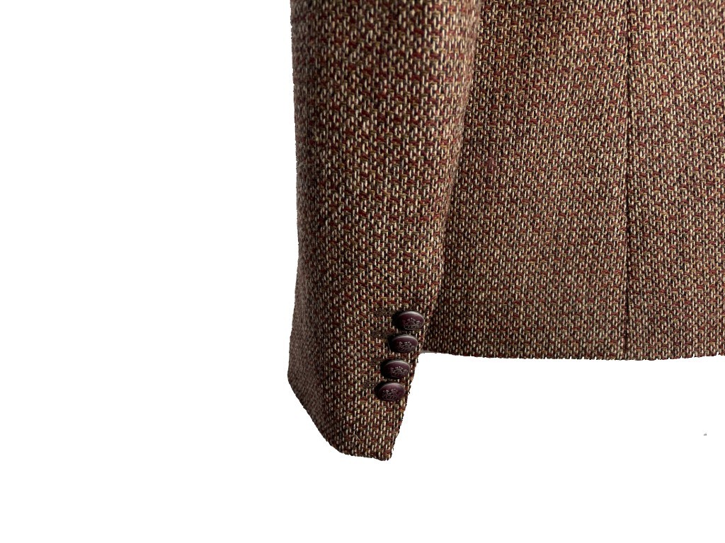 Chaqueta lana 100% espiga burdeos y marrón