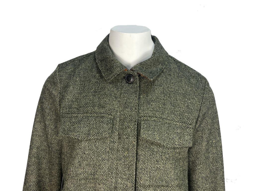 Sobrecamisa de lana 100% de ojo de perdiz en tonos verdes