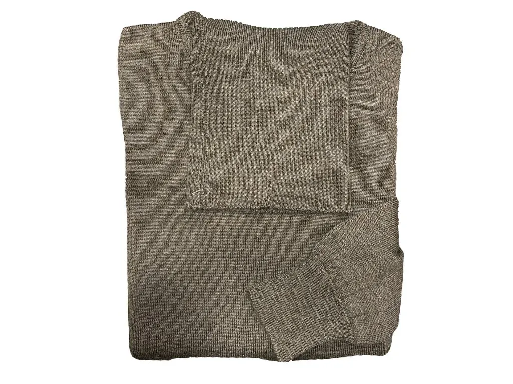 Jersey cuello vuelto lana merino marrón