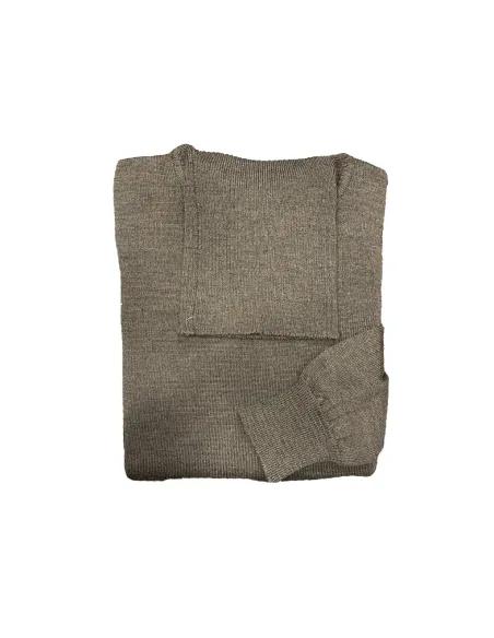 Jersey cuello vuelto lana merino marrón