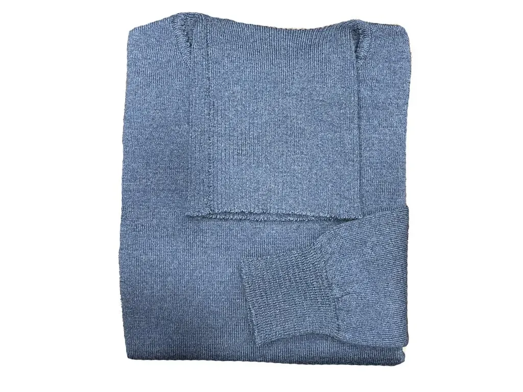Jersey cuello vuelto lana merino azul