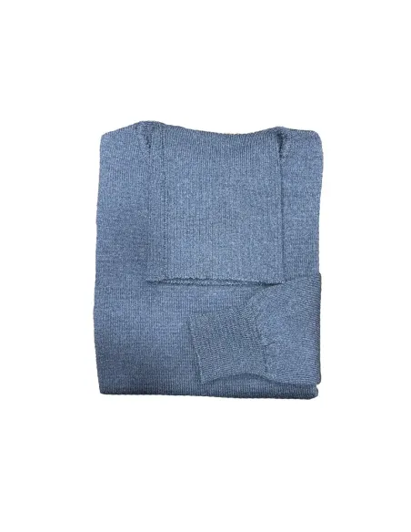Jersey cuello vuelto lana merino azul