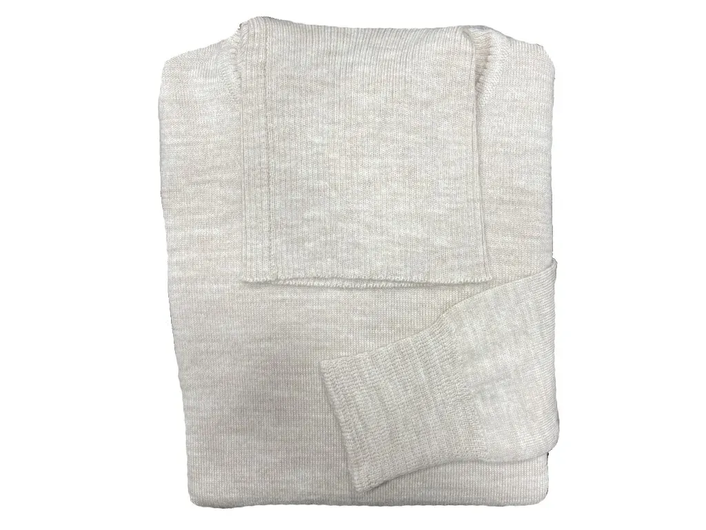 Jersey cuello vuelto lana merino beige