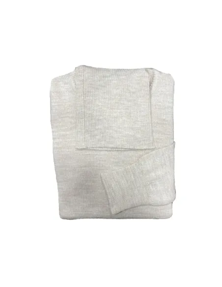 Jersey cuello vuelto lana merino beige