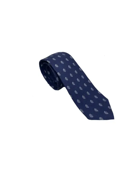 Corbata lana hojas de serbal azul