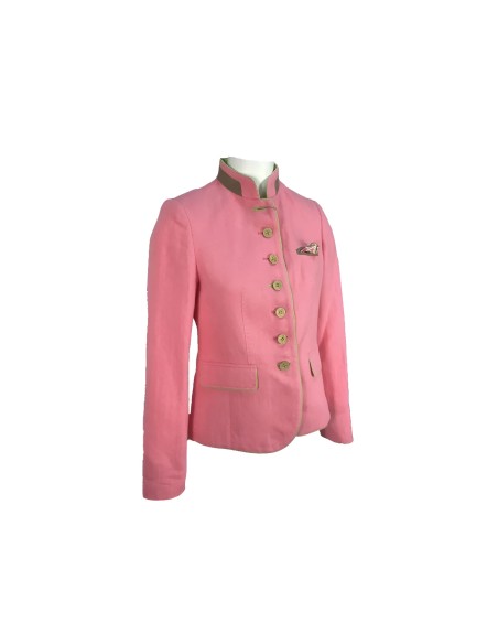 Austriaca algodón rosa ribete marrón/verde
