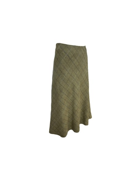 Falda evasé en tonos verde y beige