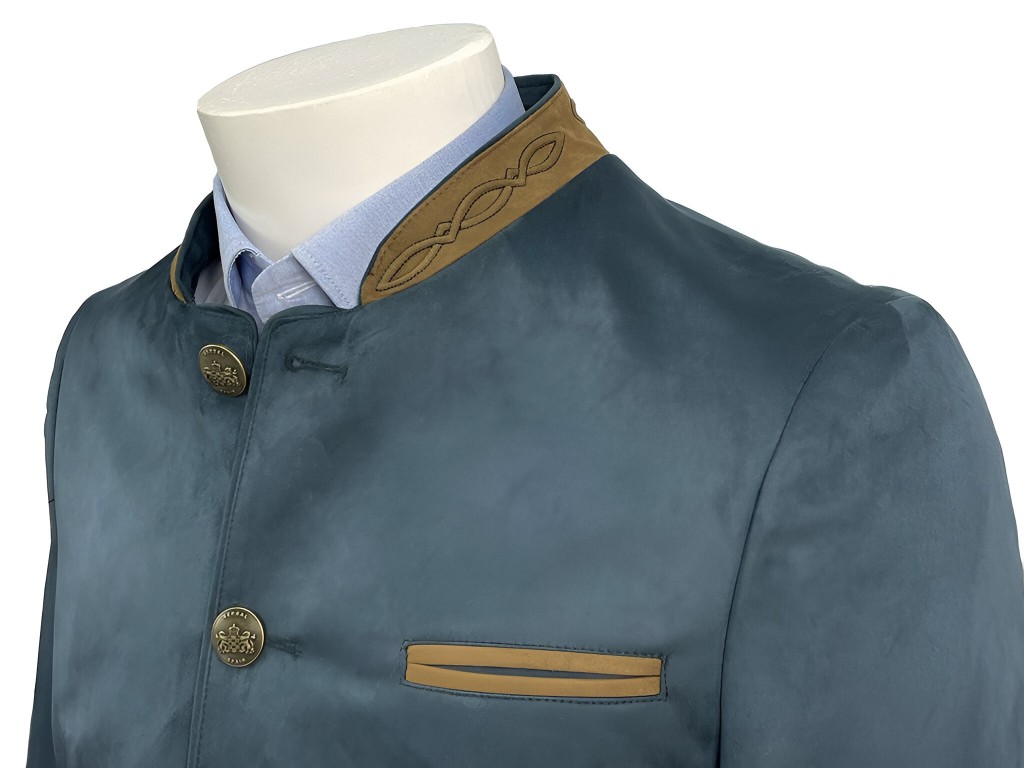 Chaqueta austríaca azul y camel
