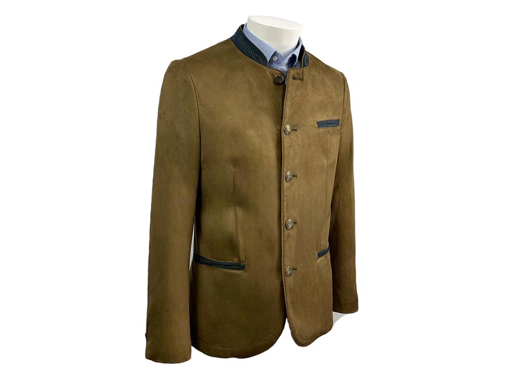 Chaqueta austríaca camel y azul