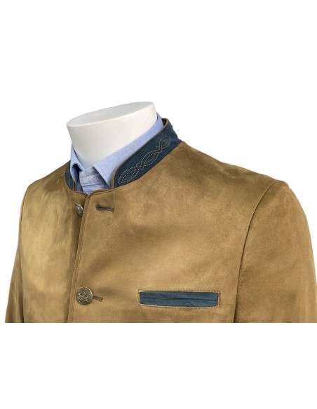 Chaqueta austríaca camel y azul