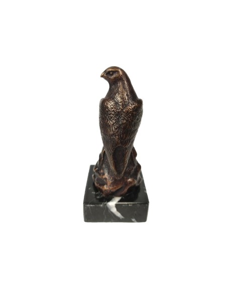 Bronce pequeño de halcón con base de mármol del autor Lucio Relaño