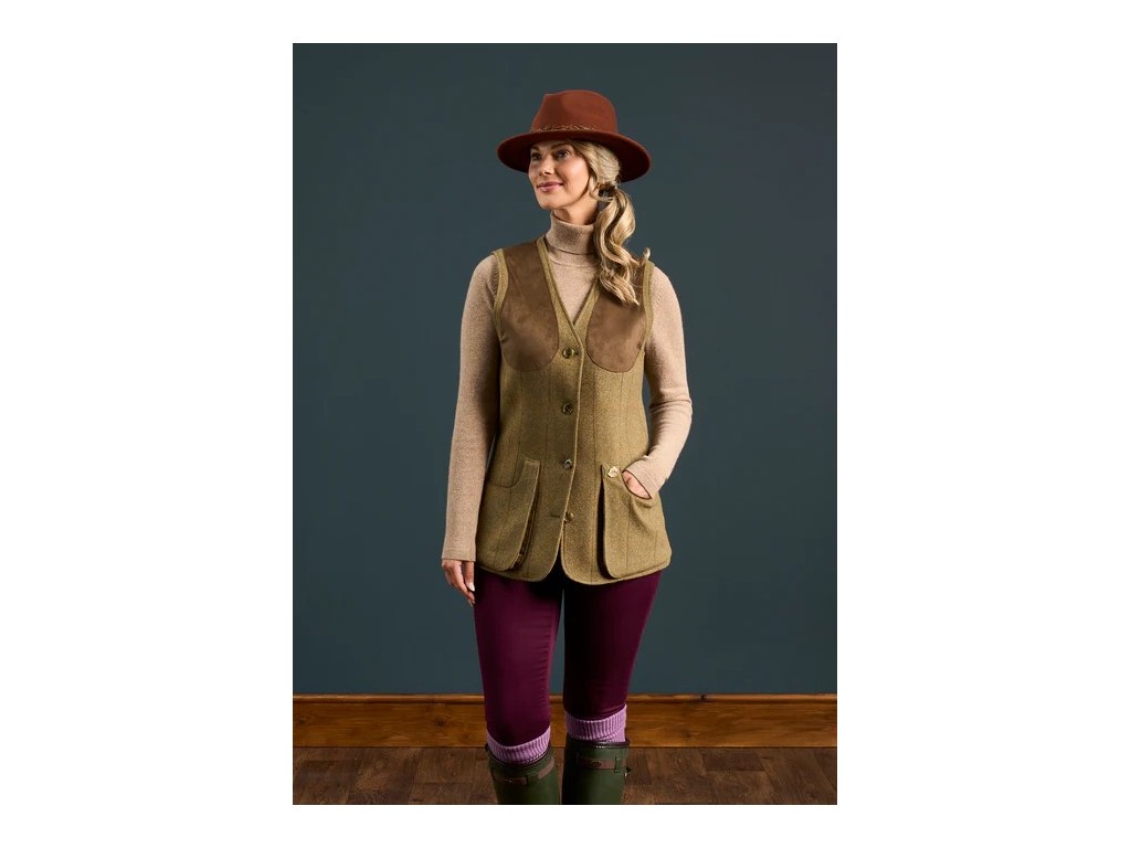 Chaleco tiro tweed verde caza Alan Paine