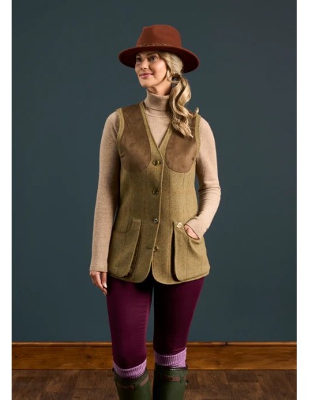 Chaleco tiro tweed verde caza Alan Paine