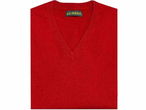 Jersey de pico cashmere 100% rojo