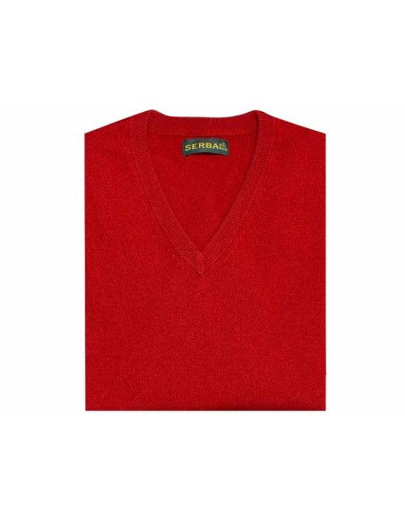Jersey de pico cashmere 100% rojo
