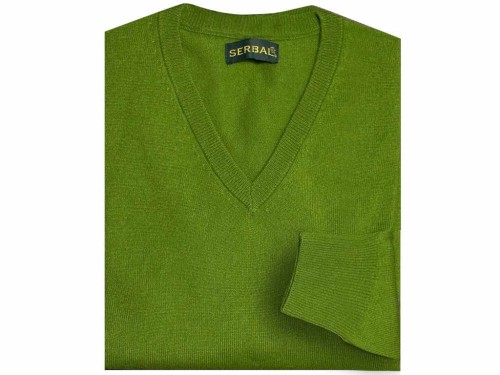 Jersey de pico cashmere 100% verde 2
