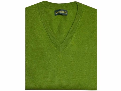 Jersey de pico cashmere 100% verde