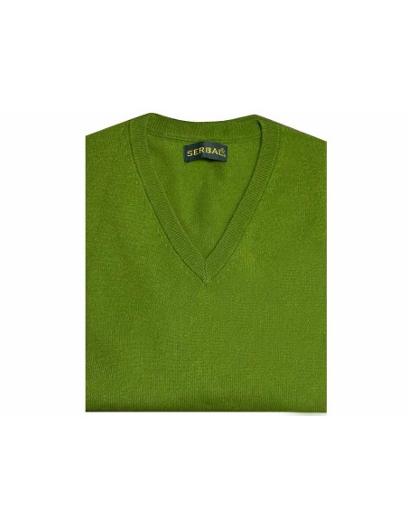 Jersey de pico cashmere 100% verde
