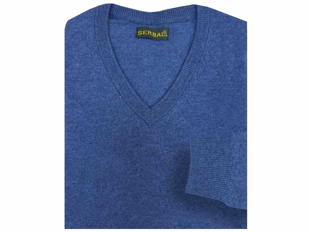 Jersey de pico cashmere 100% azul
