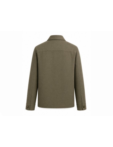 Sobrecamisa de lino verde oliva.