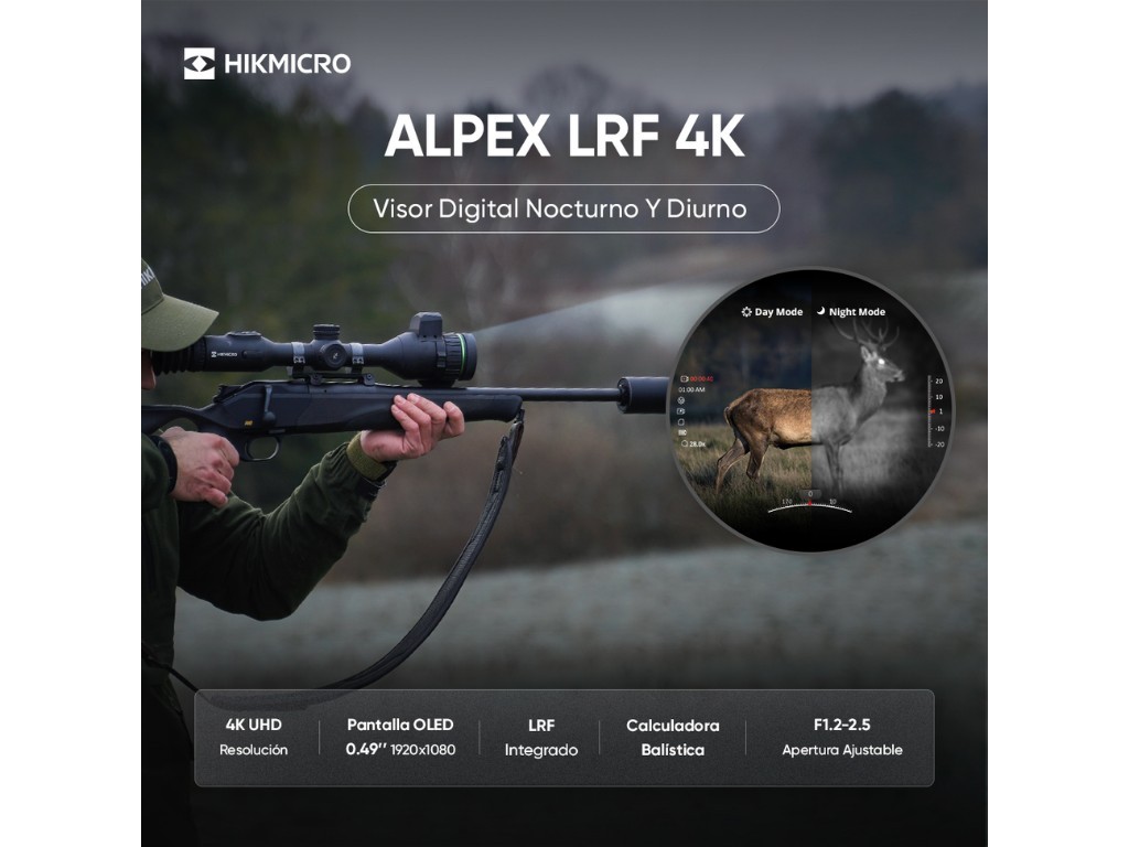 Visor digital nocturno y diurno Alpex LRF 4K A50EL con telémetro HIKMICRO