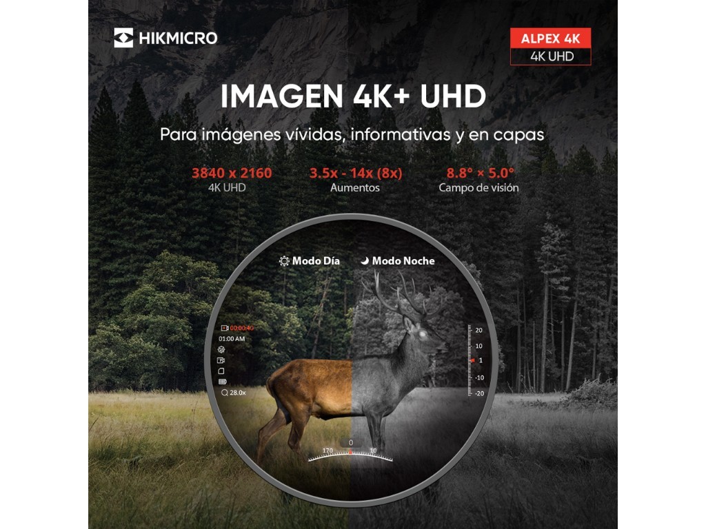 Visor digital nocturno y diurno Alpex LRF 4K A50EL con telémetro HIKMICRO