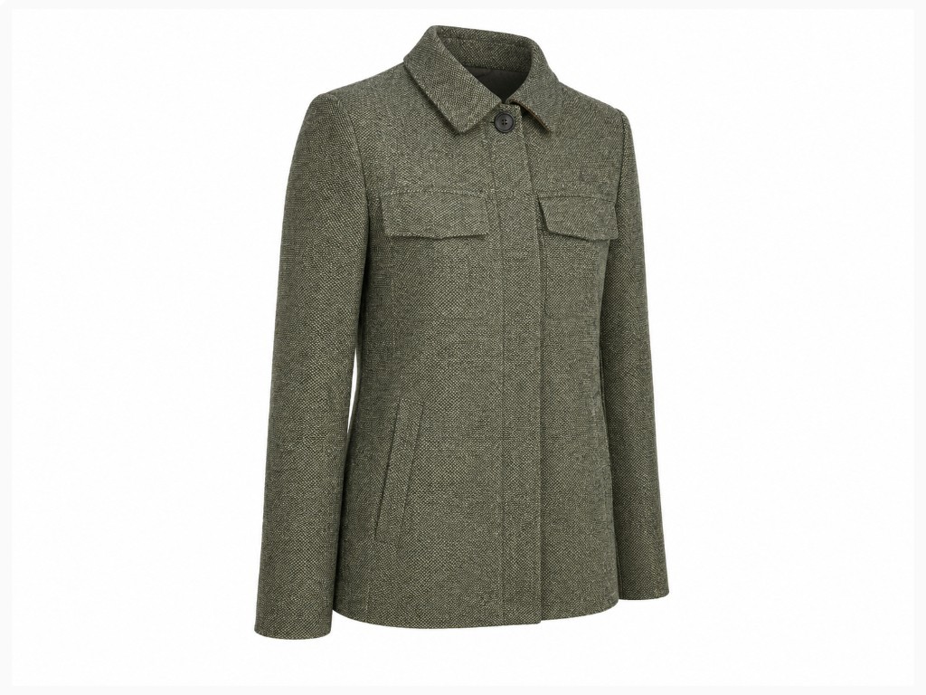Sobrecamisa de lana 100% de ojo de perdiz en tonos verdes