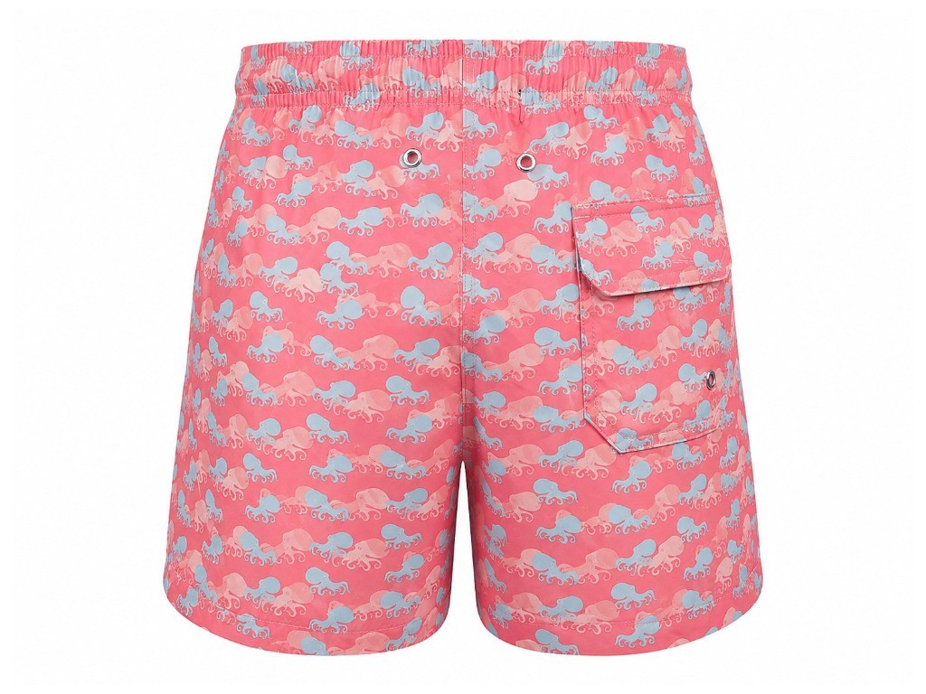 Traje de baño color coral con estampado de pulpos