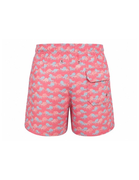 Traje de baño color coral con estampado de pulpos