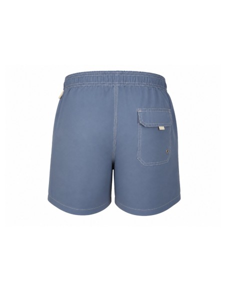 Traje de baño azul sólido con bolsillo trasero