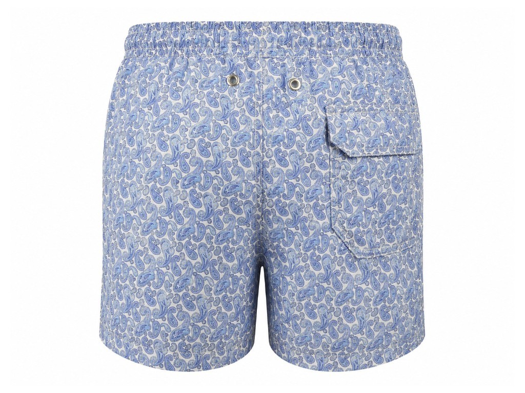 Traje de baño azul con estampado de amebas